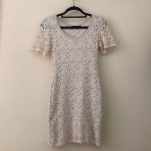 White lace embroidered mini dress